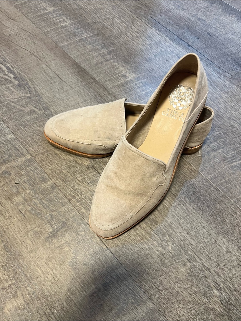 Vince Camuto Women's Suede Slip-On Loafers in Beige